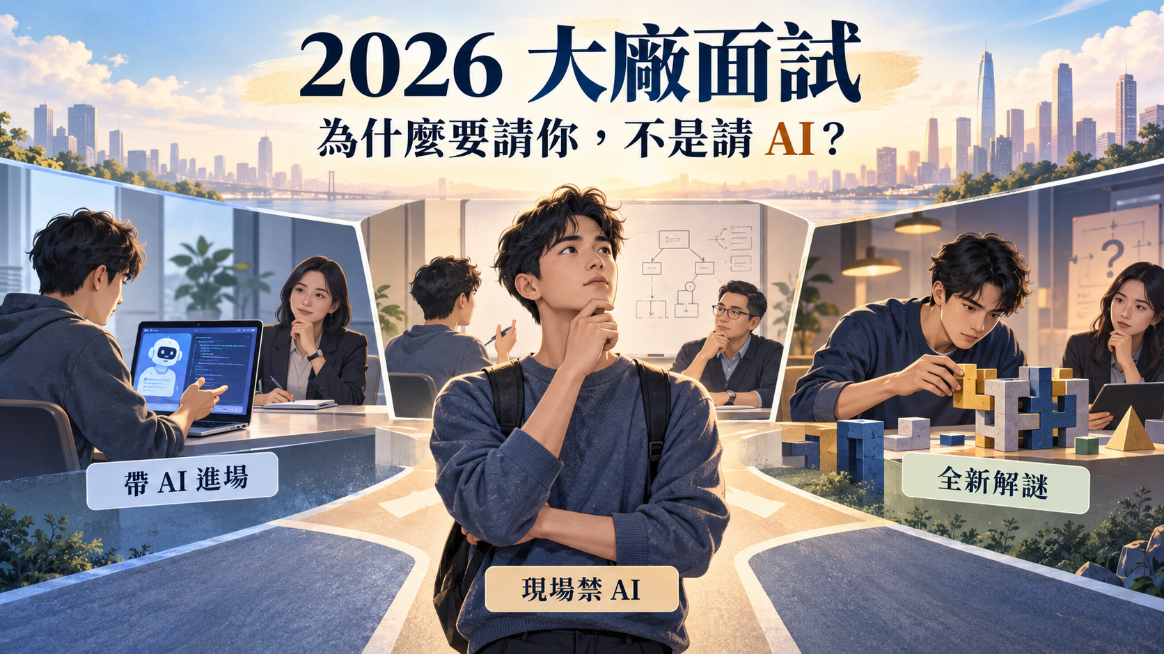 2026 年大廠怎麼面試：三種考法、五類要準備的問題，和那題「為什麼要請你，不是請 AI」