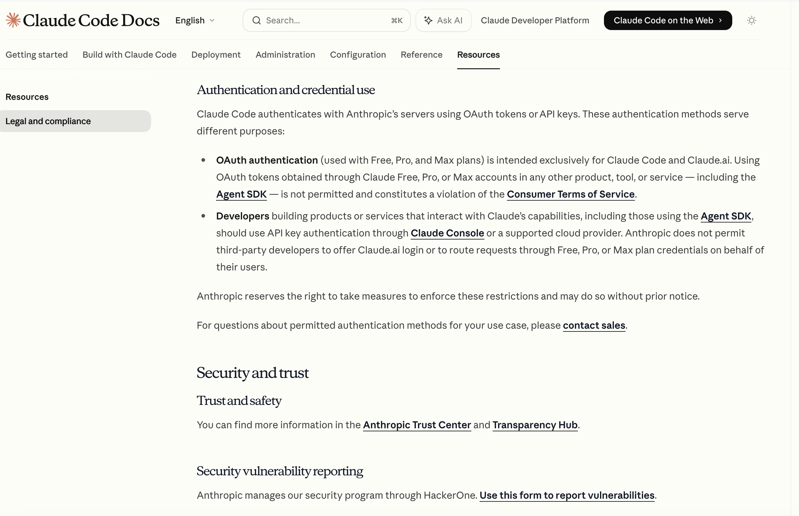 Anthropic 官方文件明確禁止 OAuth 用於第三方產品