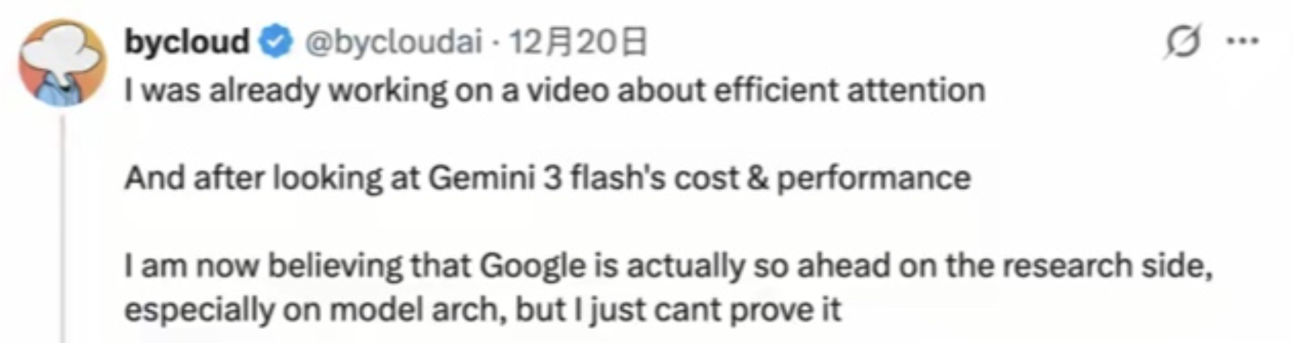bycloudai 推文:Google 在模型架構上遙遙領先