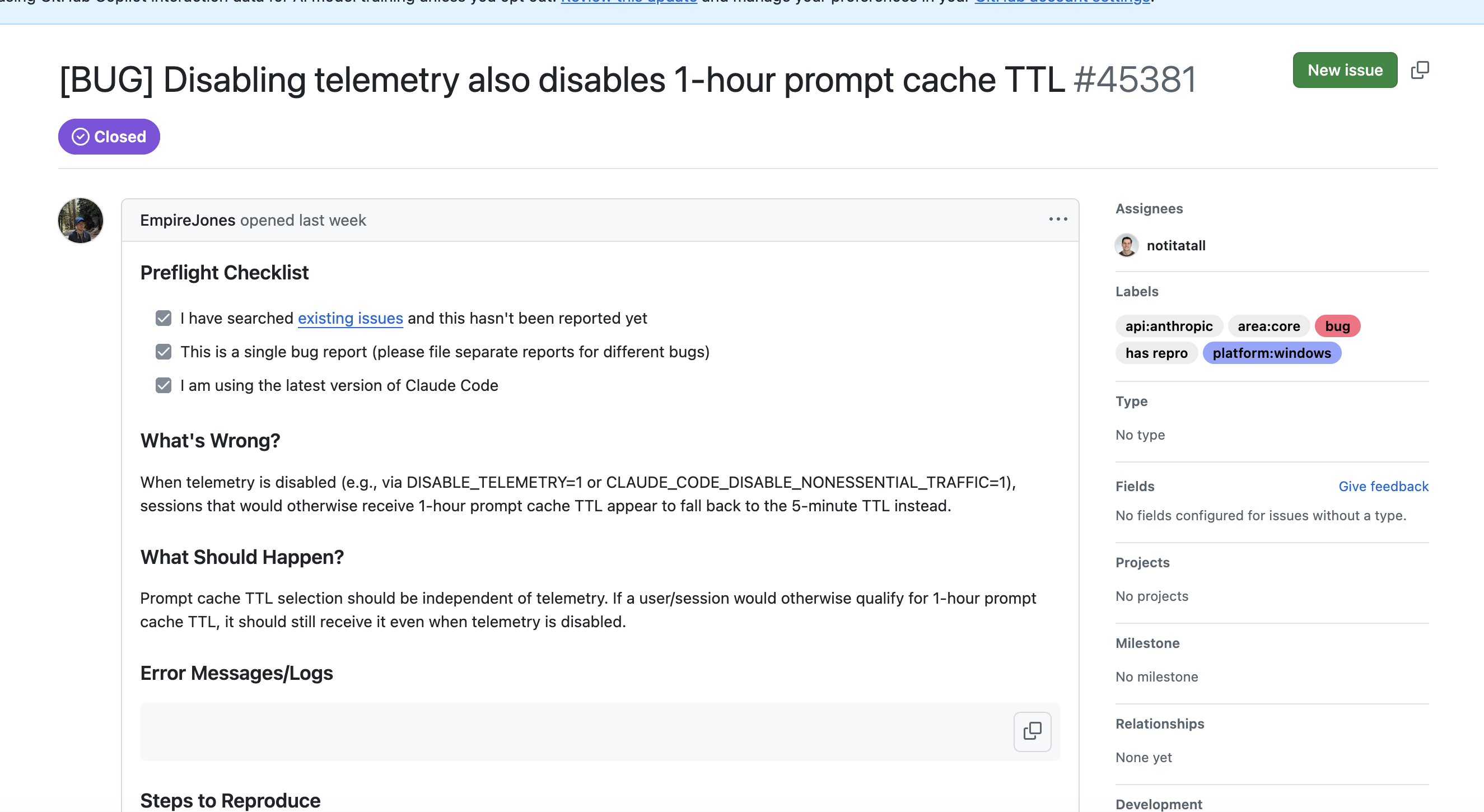 關掉 Claude Code 遙測，效能就被懲罰？——一場隱私 vs 快取的技術鑑識