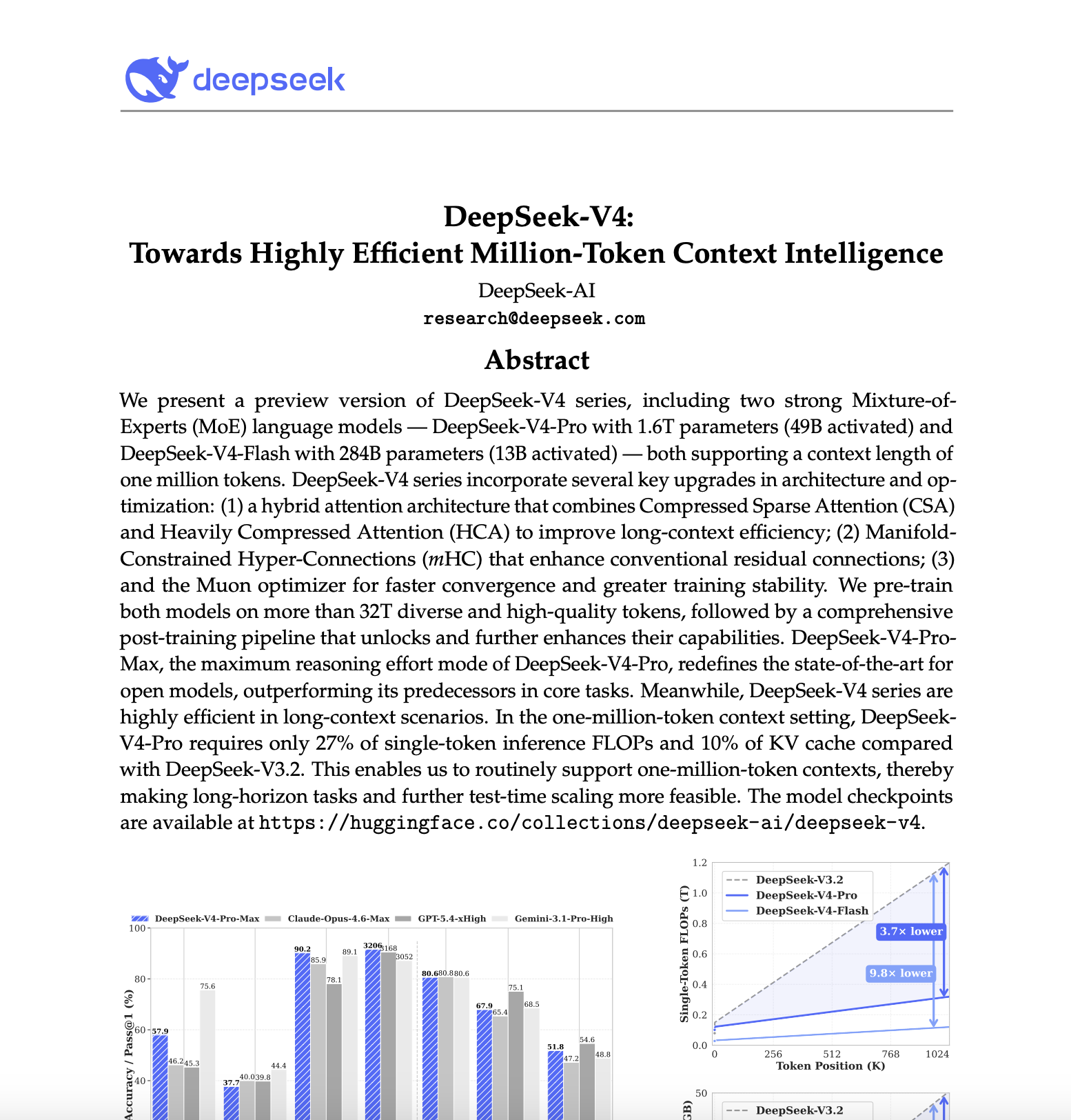DeepSeek V4 把百萬 Token 上下文打到傳統 2% 成本——拆解 CSA + HCA 雙 Attention 設計